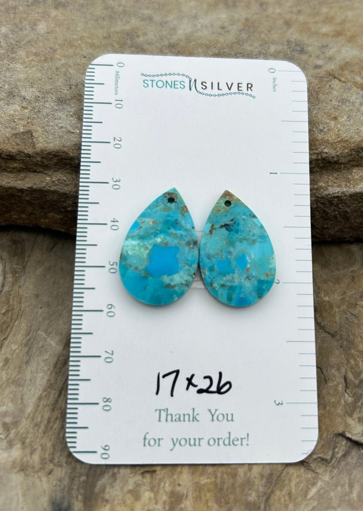 Kingman Turquoise Composite Block Matching Earring Slab