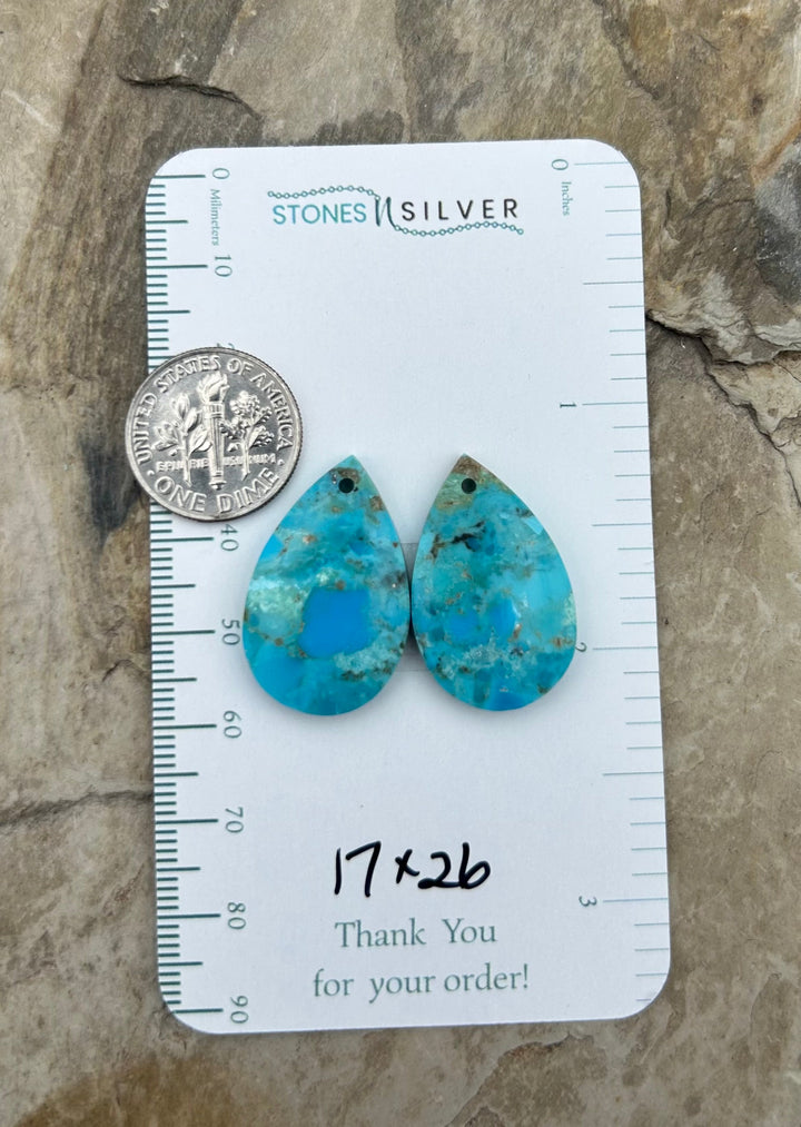 Kingman Turquoise Composite Block Matching Earring Slab
