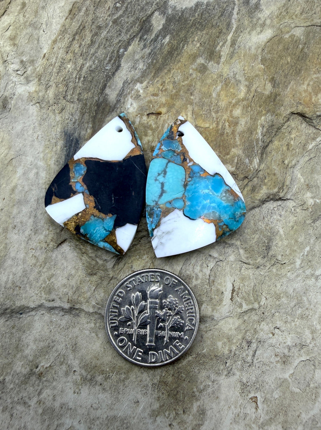 Kingman Turquoise White Buffalo and Bronze Composite