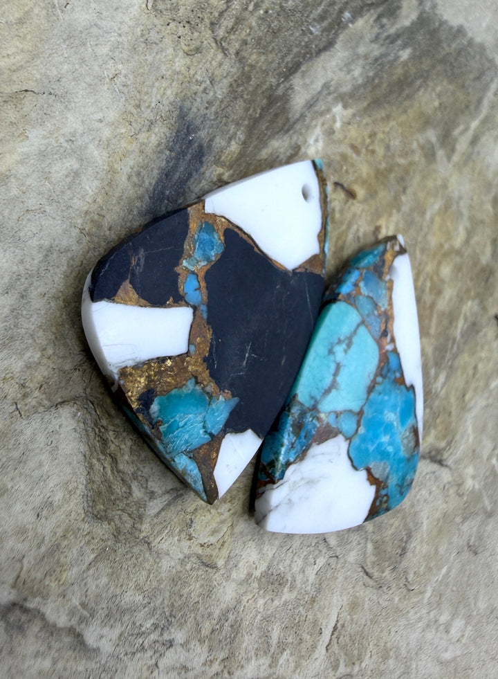 Kingman Turquoise White Buffalo and Bronze Composite