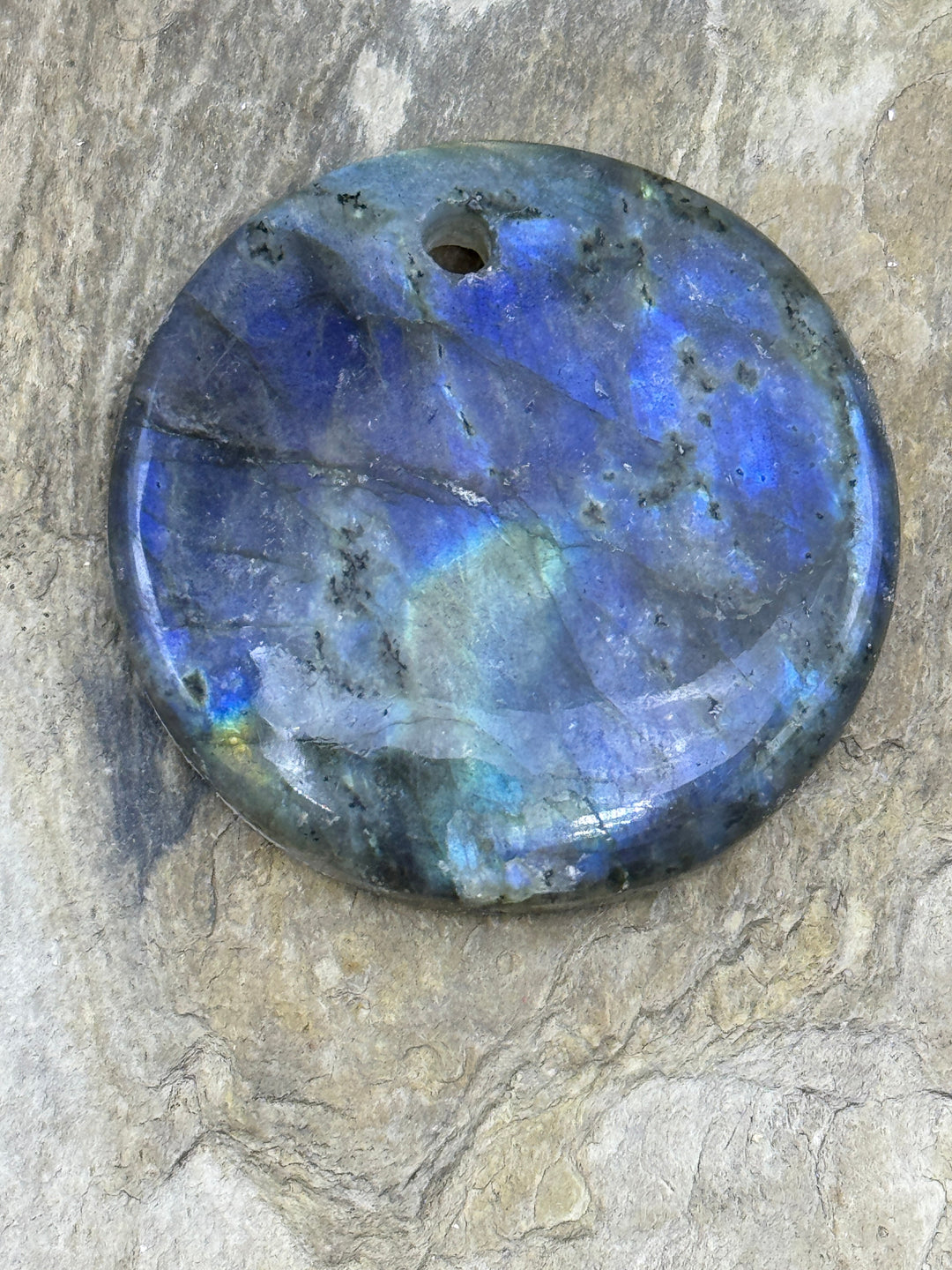 Labradorite BIG Round Focal Pendant 38mm (Large Hole)