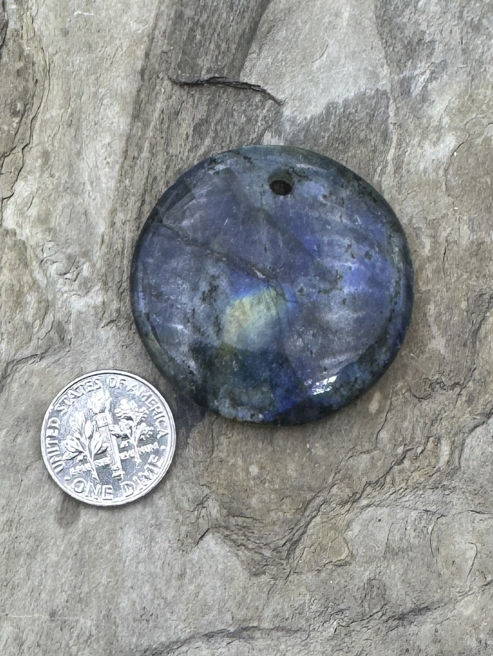 Labradorite BIG Round Focal Pendant 38mm (Large Hole)