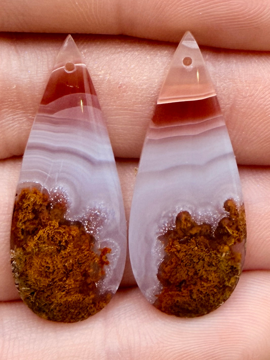 Laguna Lace Agate (Mexico) Earring Bead Slab Pair 13x32mm