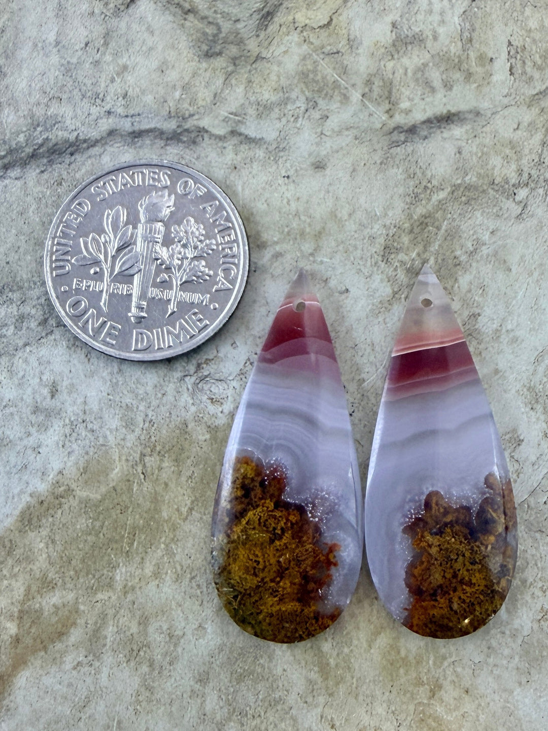 Laguna Lace Agate (Mexico) Earring Bead Slab Pair 13x32mm