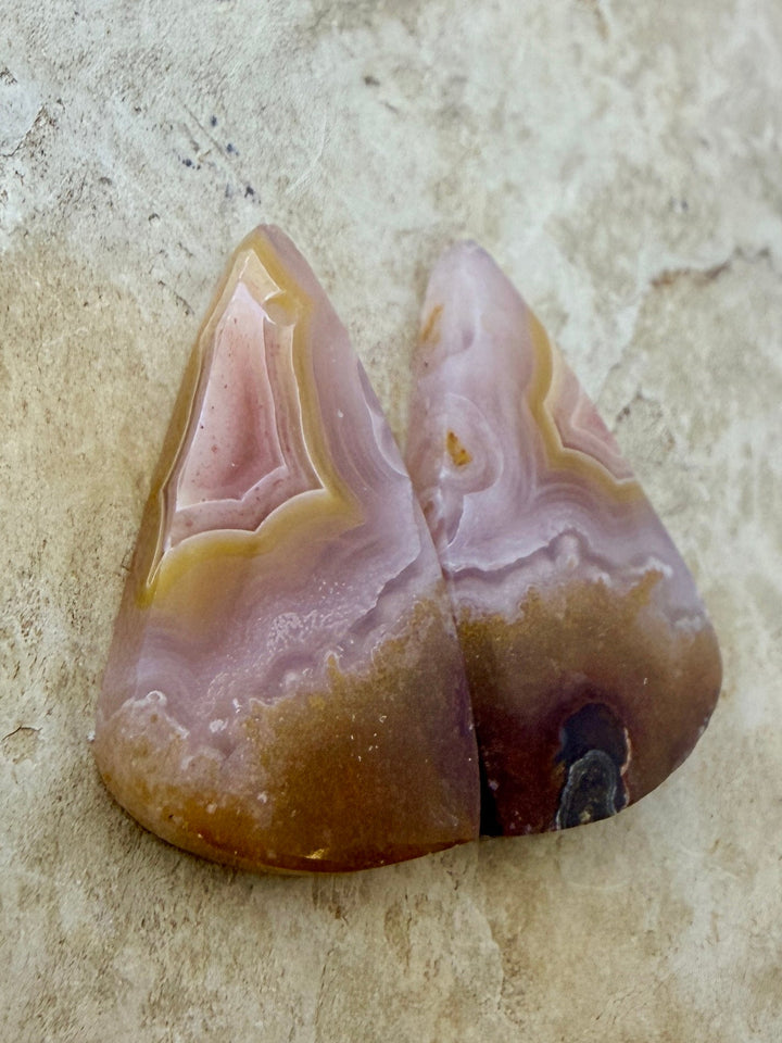 Laguna Lace Agate (Mexico) Earring Bead Slab Pair 14x19mm