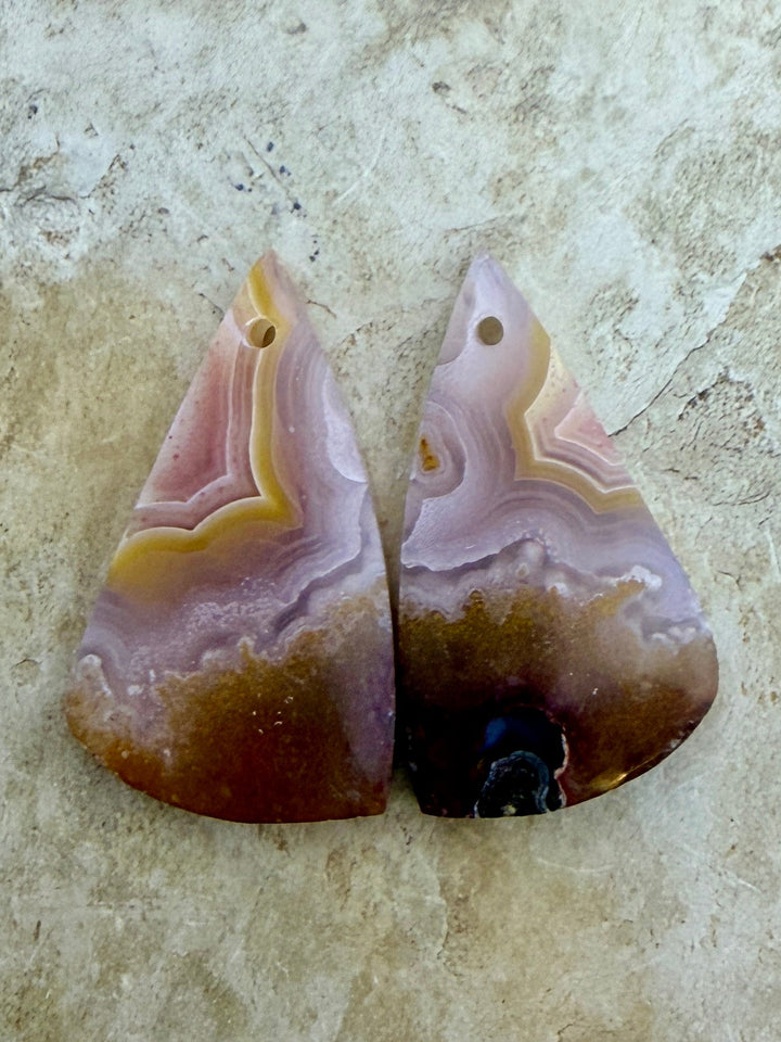 Laguna Lace Agate (Mexico) Earring Bead Slab Pair 14x19mm