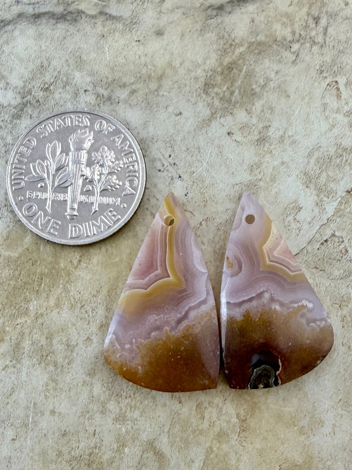 Laguna Lace Agate (Mexico) Earring Bead Slab Pair 14x19mm
