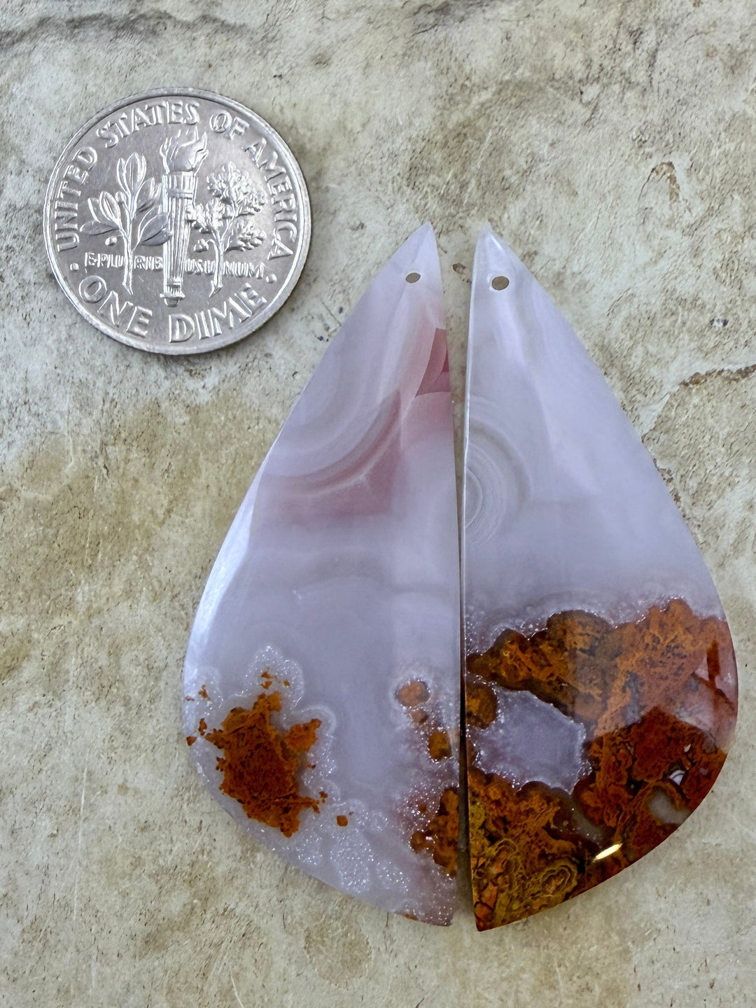 Laguna Lace Agate (Mexico) Earring Bead Slab Pair 18x47mm