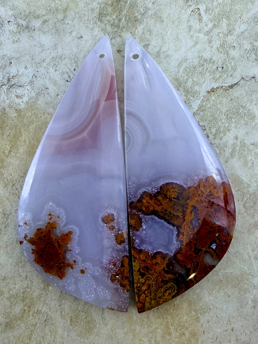 Laguna Lace Agate (Mexico) Earring Bead Slab Pair 18x47mm