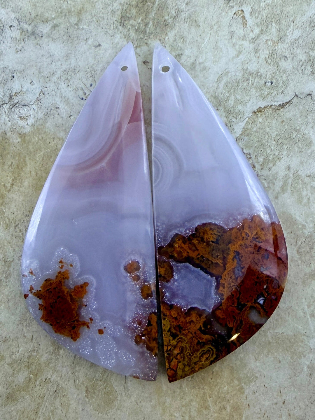 Laguna Lace Agate (Mexico) Earring Bead Slab Pair 18x47mm