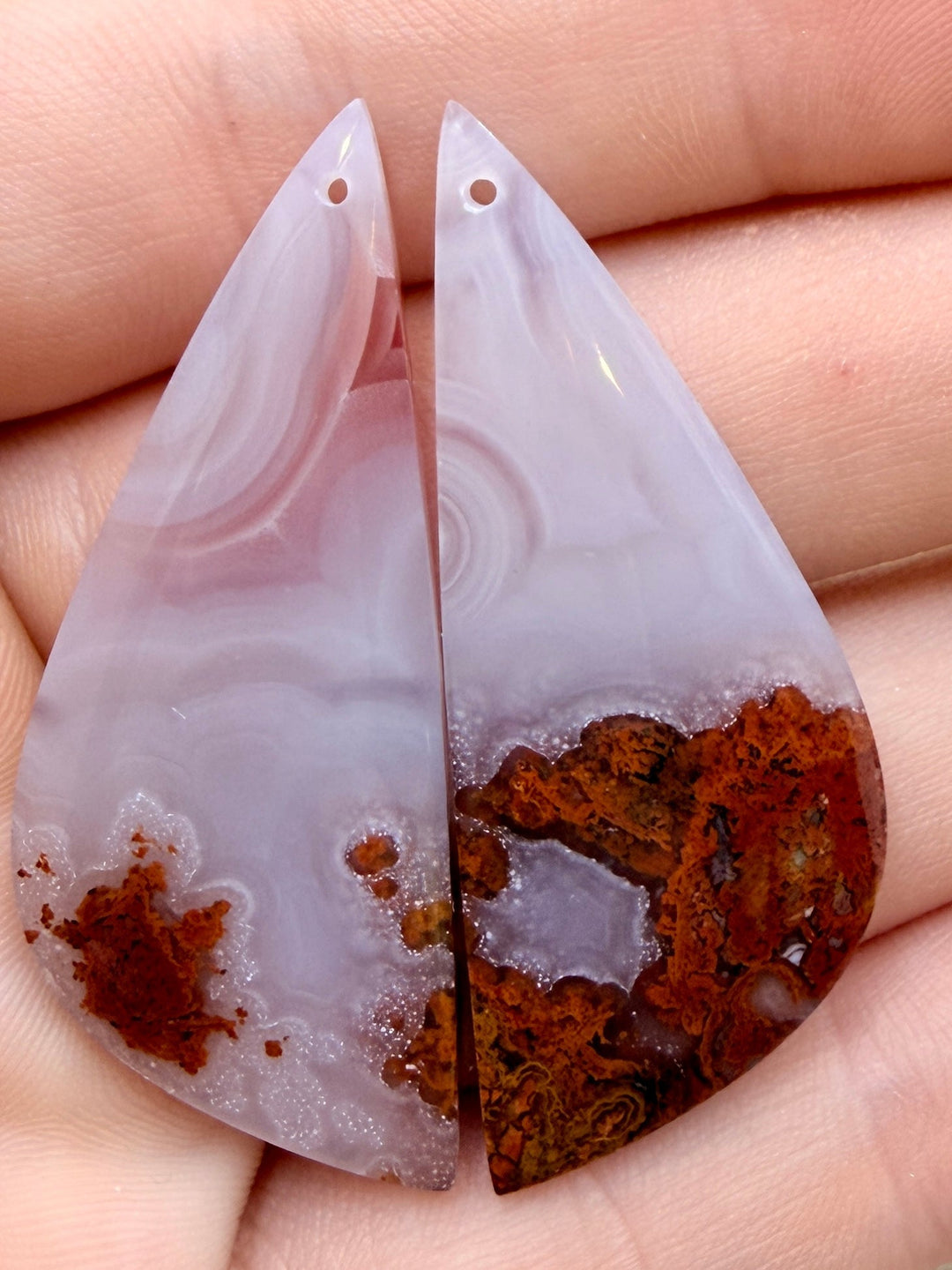 Laguna Lace Agate (Mexico) Earring Bead Slab Pair 18x47mm