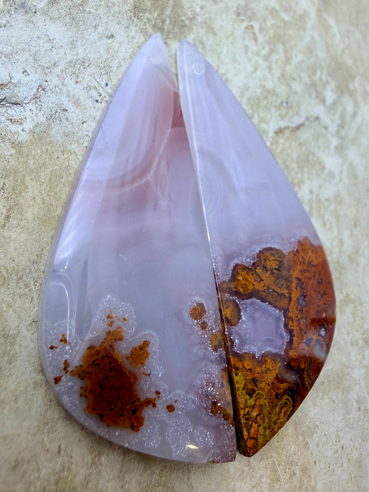 Laguna Lace Agate (Mexico) Earring Bead Slab Pair 18x47mm