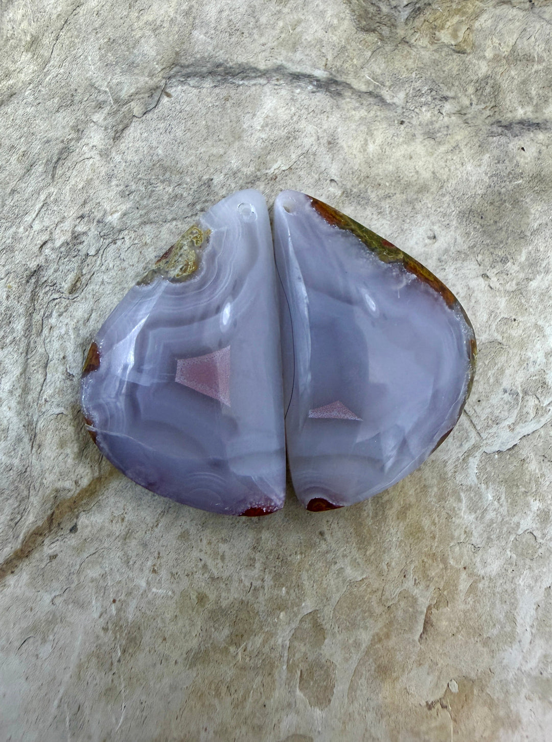 Laguna Lace Agate (Mexico) Earring Bead Slab Pair 20x32mm