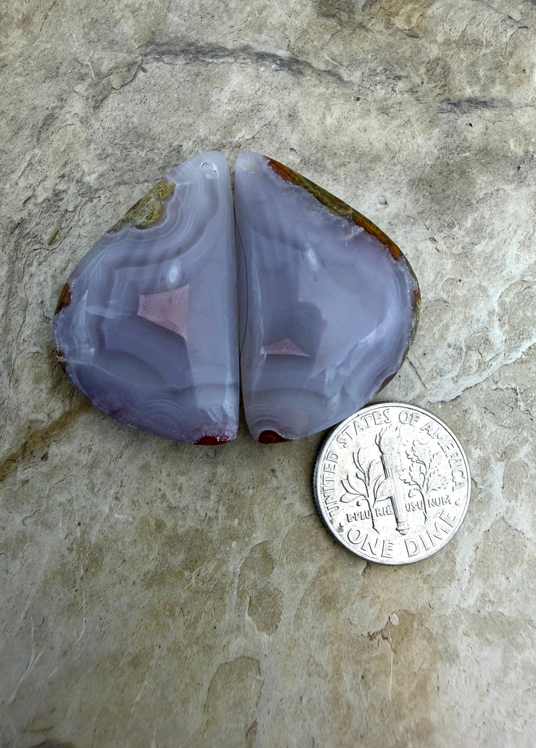 Laguna Lace Agate (Mexico) Earring Bead Slab Pair 20x32mm