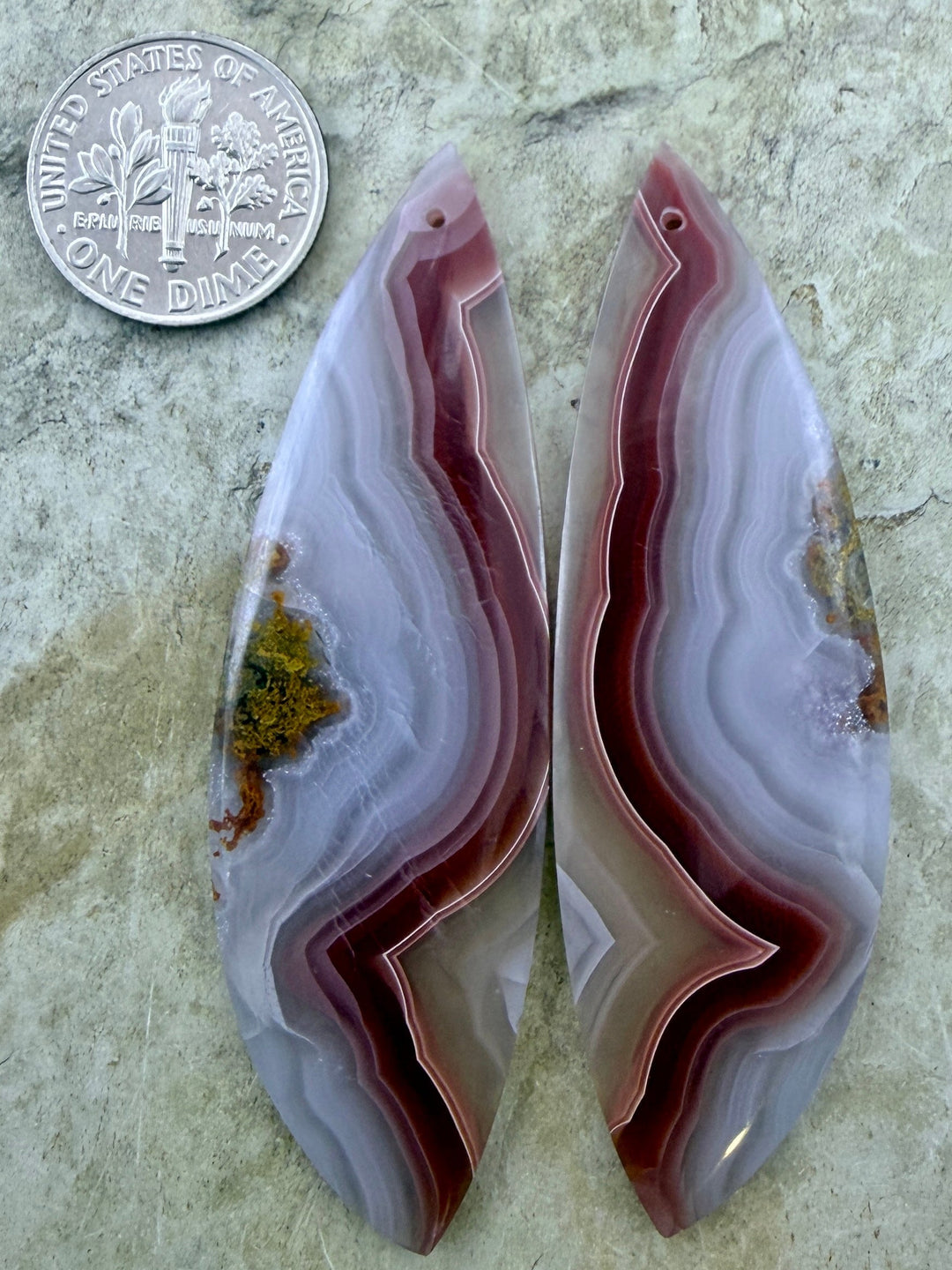 Laguna Lace Agate (Mexico) Earring Bead Slab Pair 20x63mm