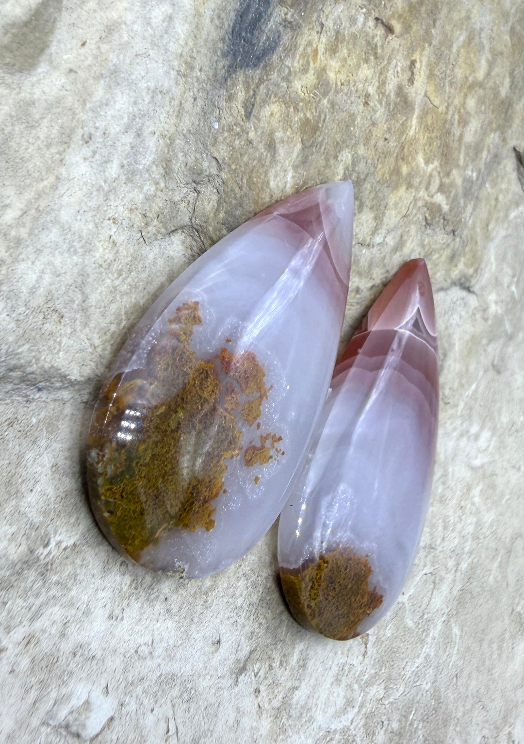 Laguna Lace Agate (Mexico) Earring Bead Slab Pair 22x35mm