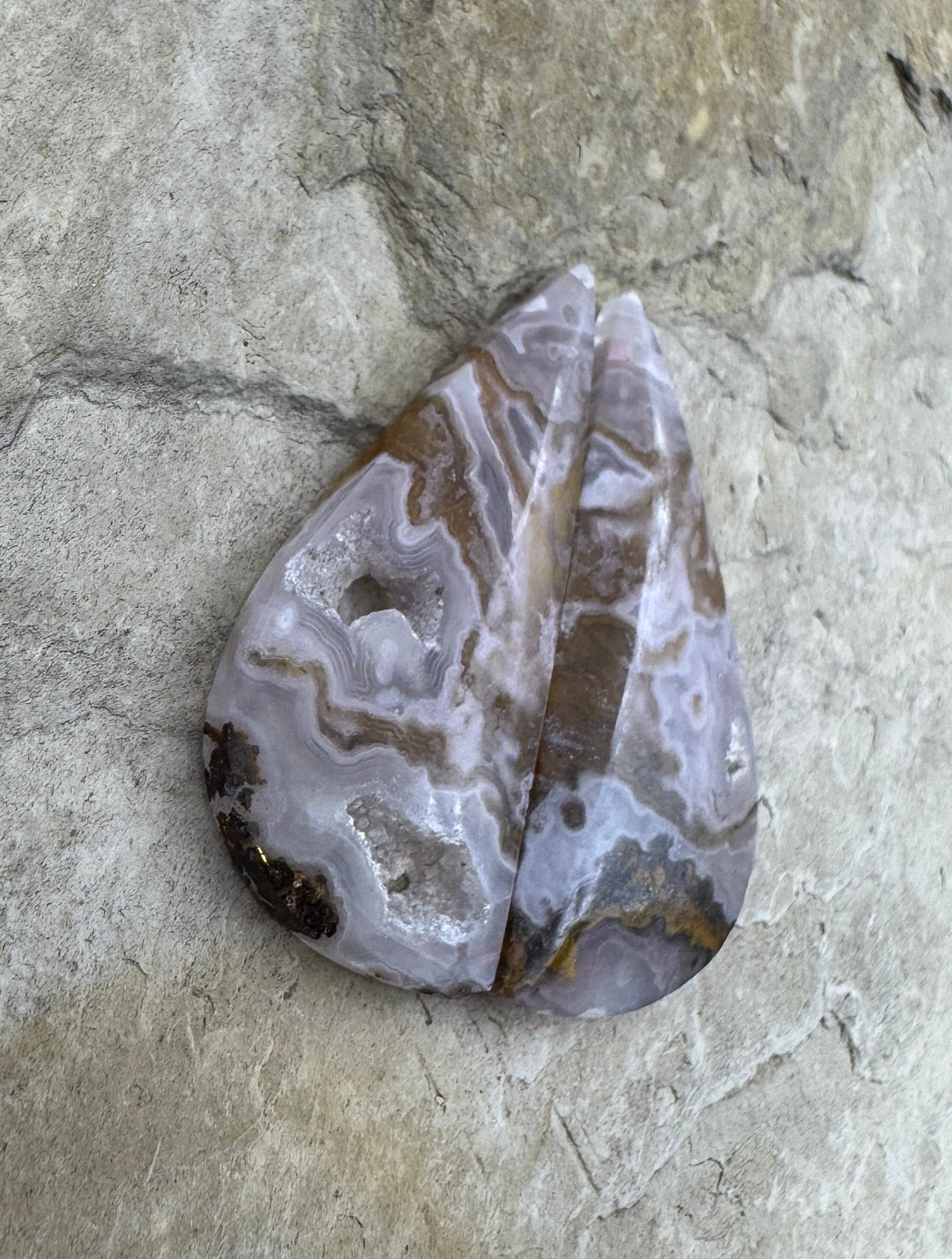 Laguna Lace Agate (Mexico) Earring Bead Slab Pair