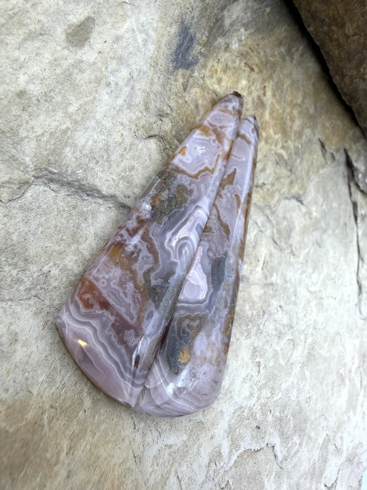 Laguna Lace Agate (Mexico) LONG Earring Bead Slab Pair
