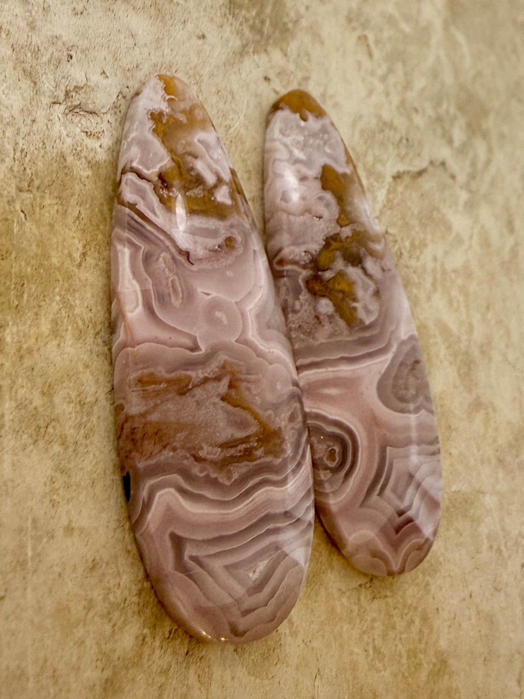 Laguna Nueva Agate Earring Bead Slab Pair 15x43mm - Laguna