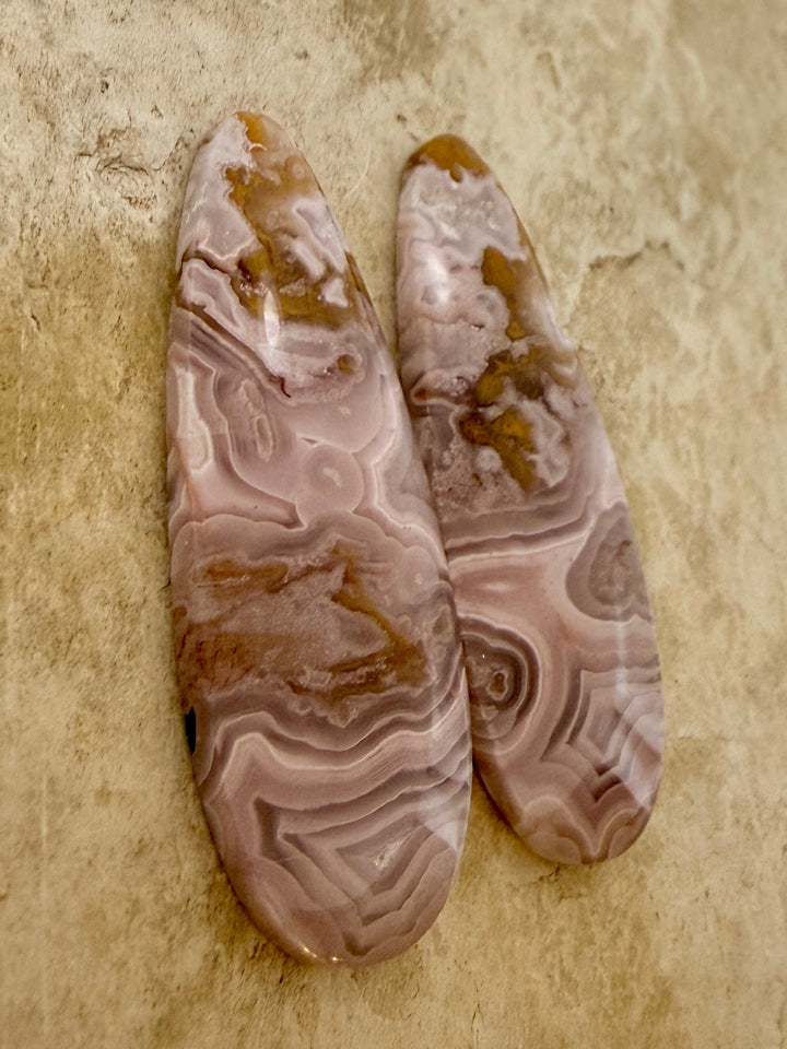 Laguna Nueva Agate Earring Bead Slab Pair 15x43mm - Laguna