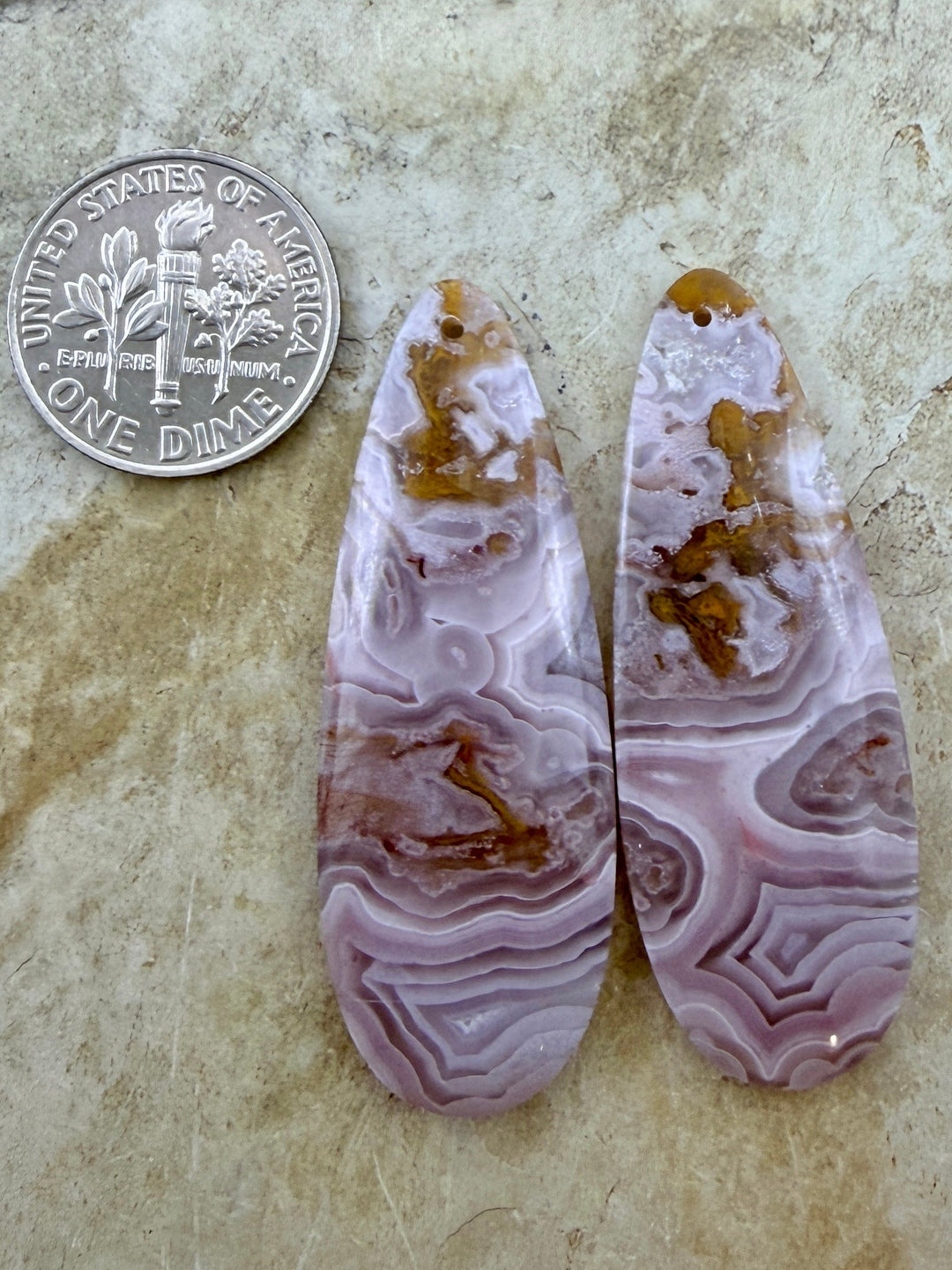 Laguna Nueva Agate Earring Bead Slab Pair 15x43mm - Laguna