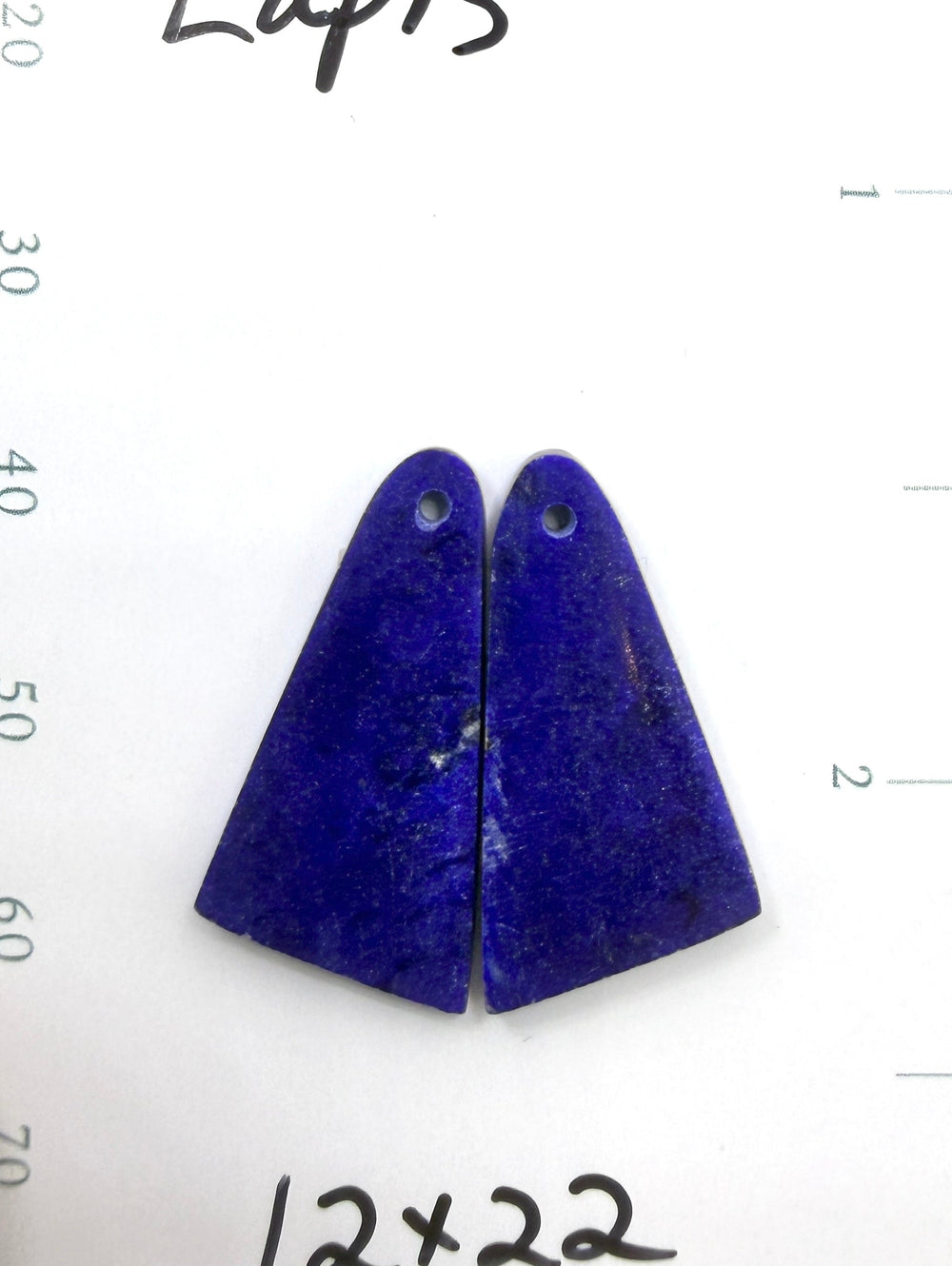 Lapis Lazuli Focal Matching Earring Slab Bead Pair 12x22mm