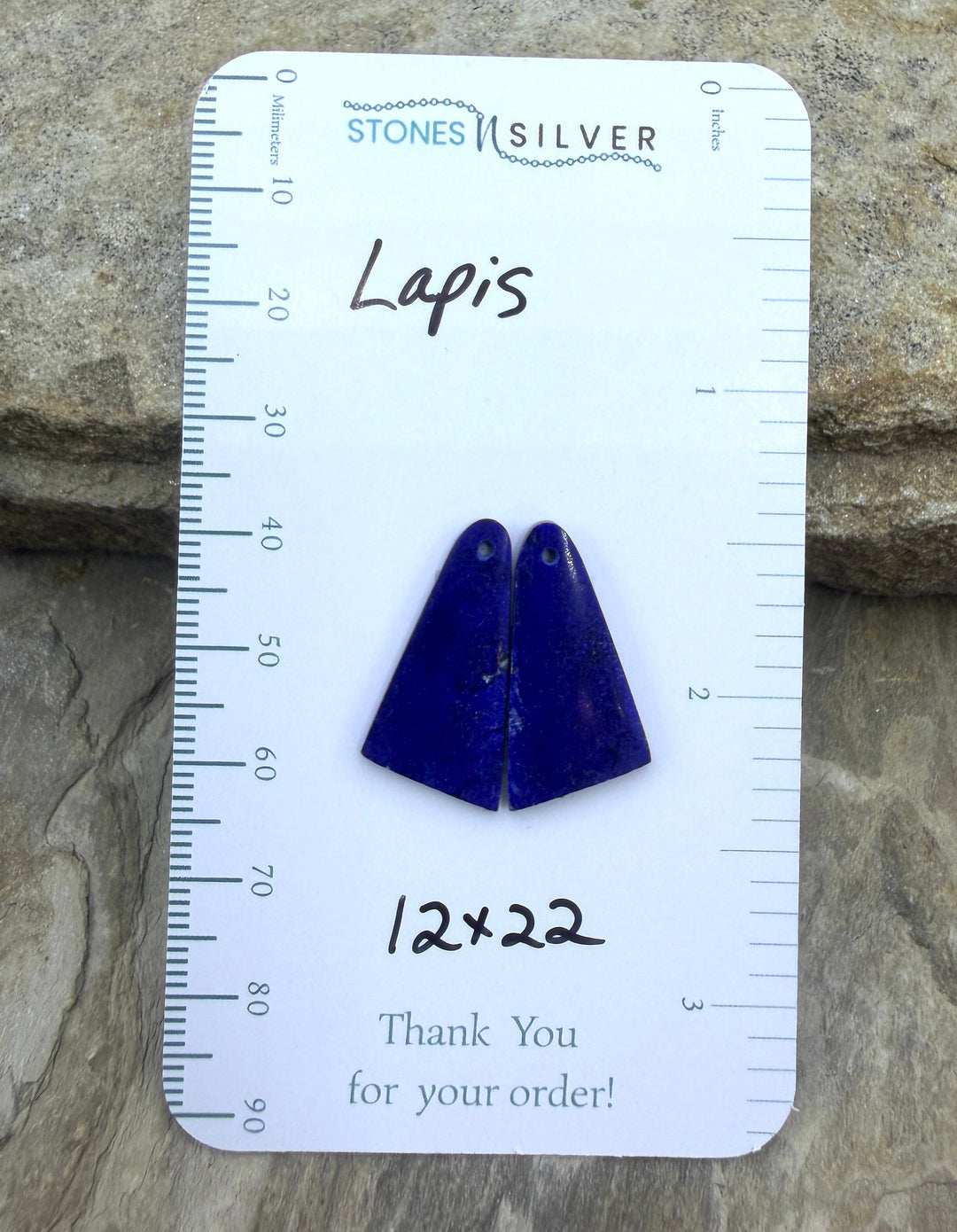 Lapis Lazuli Focal Matching Earring Slab Bead Pair 12x22mm