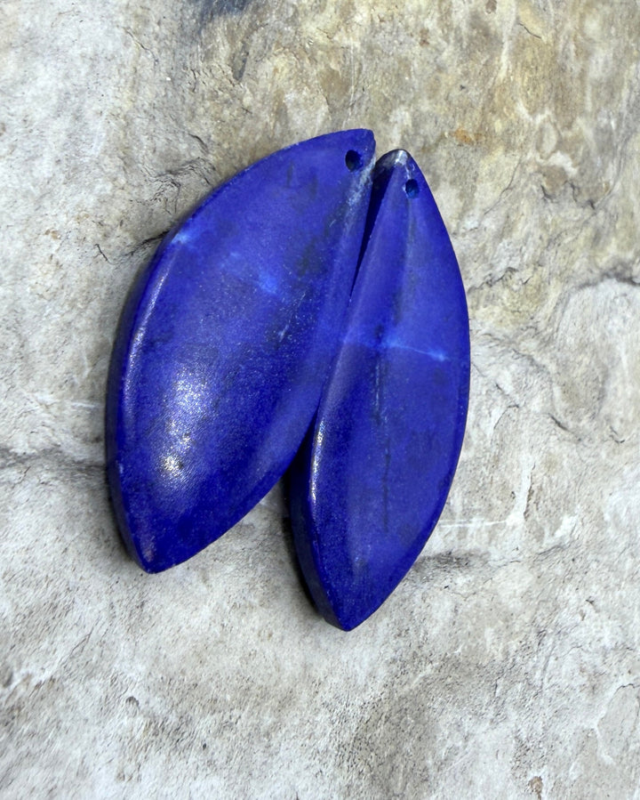 Lapis Lazuli Matching Earring Slab Bead Pair 13x29mm