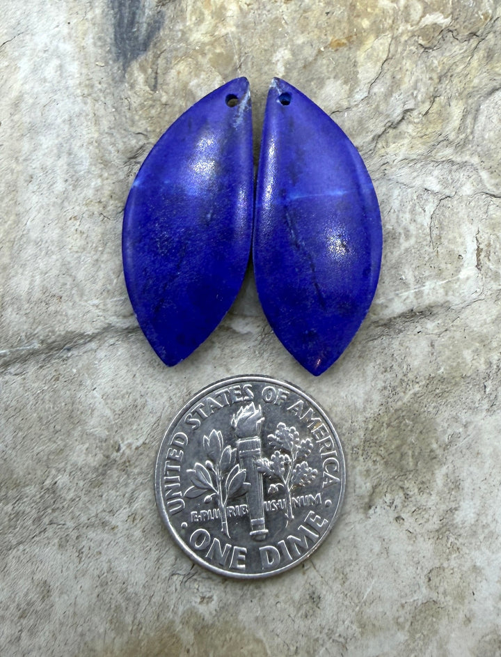 Lapis Lazuli Matching Earring Slab Bead Pair 13x29mm