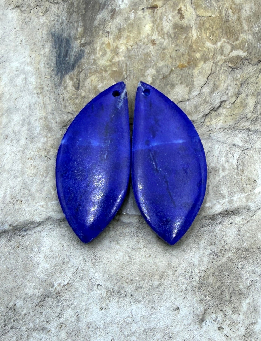 Lapis Lazuli Matching Earring Slab Bead Pair 13x29mm