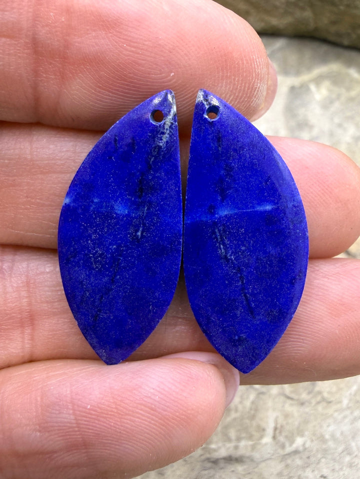 Lapis Lazuli Matching Earring Slab Bead Pair 13x29mm