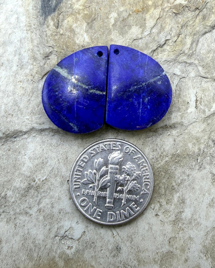 Lapis Lazuli Matching Earring Slab Bead Pair 14x20mm