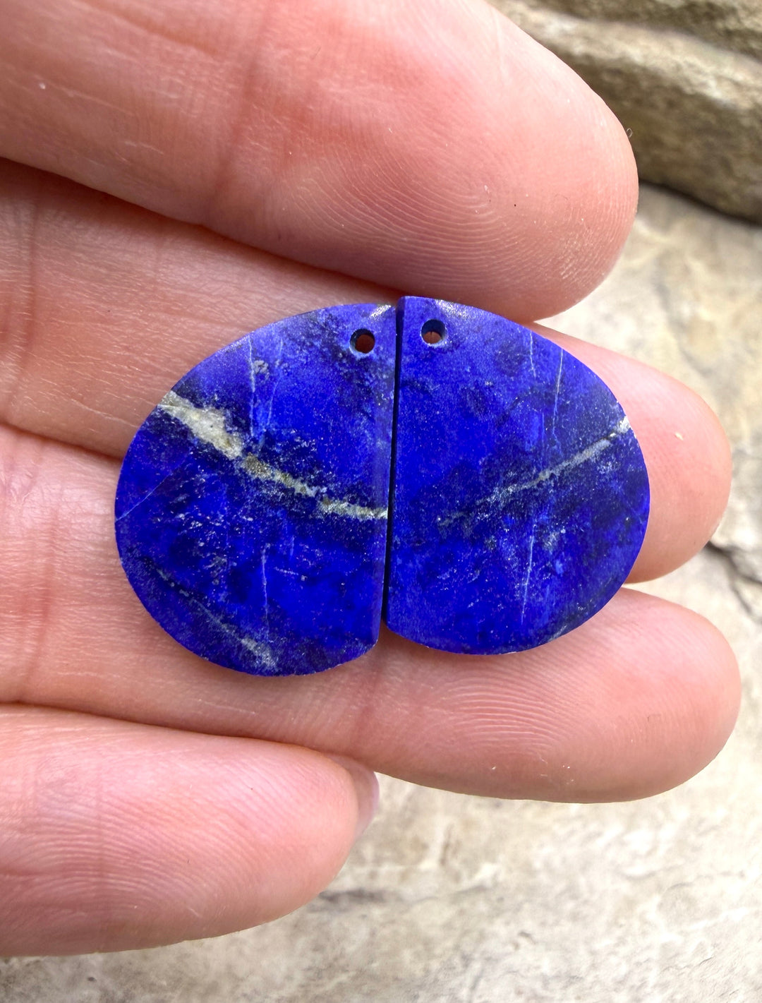 Lapis Lazuli Matching Earring Slab Bead Pair 14x20mm