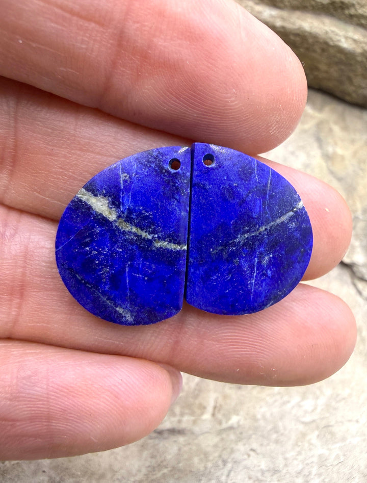 Lapis Lazuli Matching Earring Slab Bead Pair 14x20mm