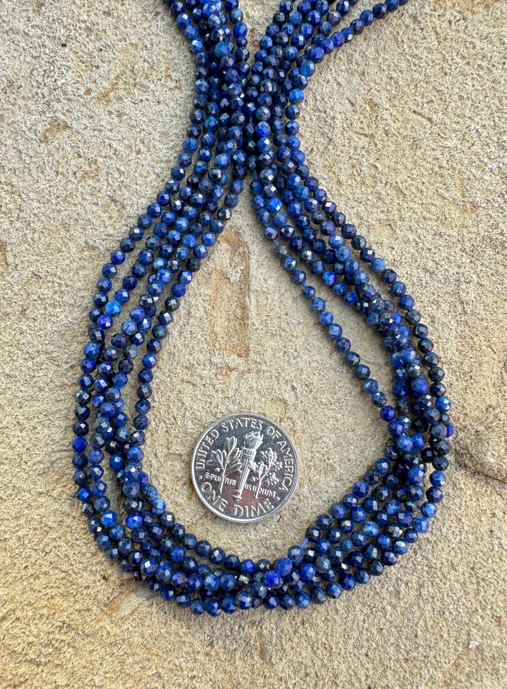 Lapis Lazuli Micro Faceted 2mm Round Beads 16 inch strand