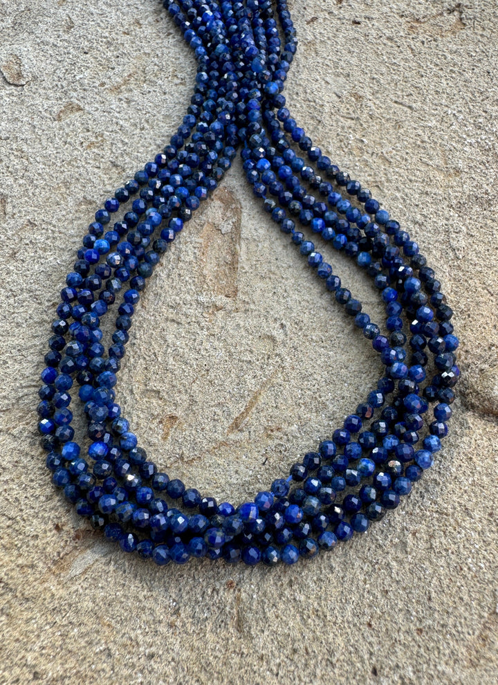 Lapis Lazuli Micro Faceted 2mm Round Beads 16 inch strand