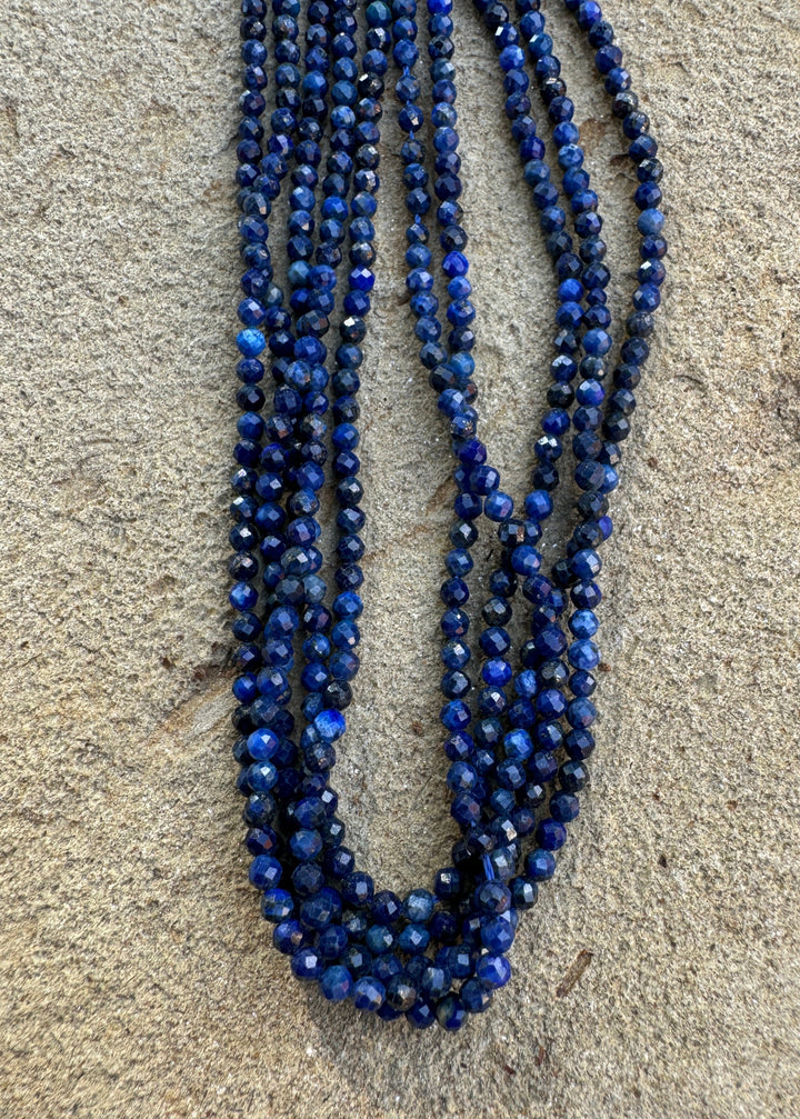 Lapis Lazuli Micro Faceted 2mm Round Beads 16 inch strand