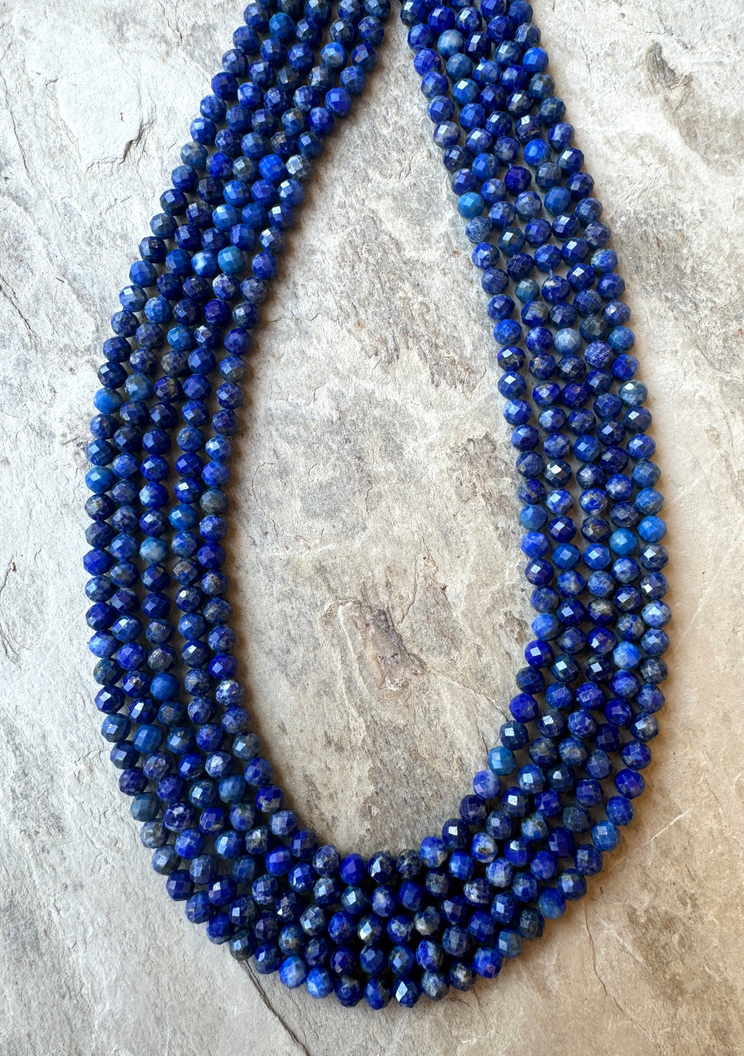 Lapis Lazuli Micro Faceted 4mm Round Beads 16 inch strand