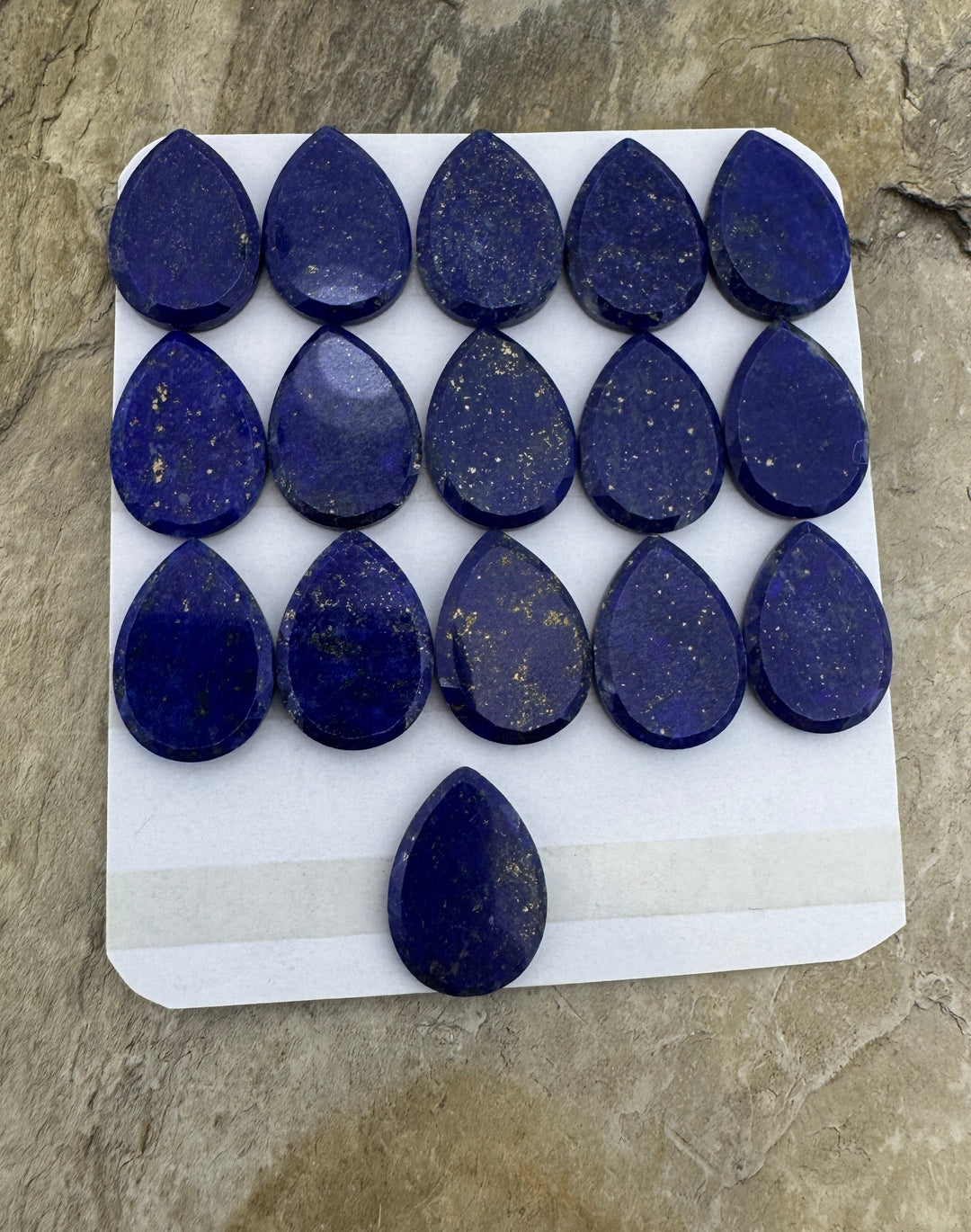 Lapis Lazuli Teardrop Shaped 13x18mm Faceted Cabochon