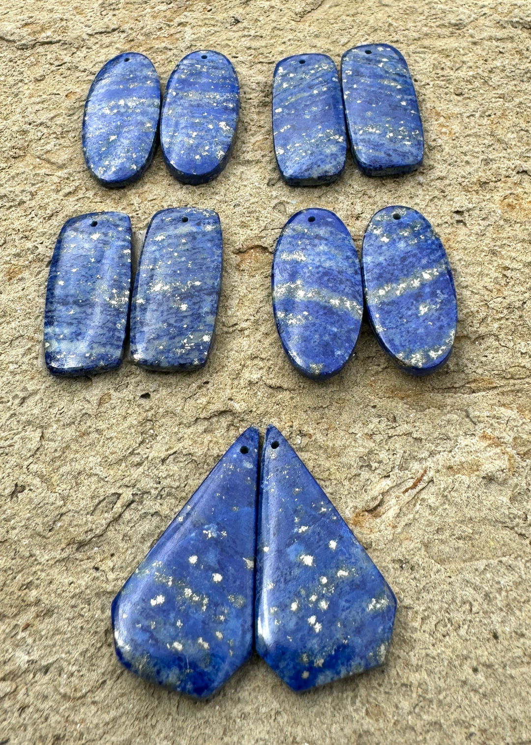 Lapis Lazuli with Pyrite Earring Pair Slab Beads (select