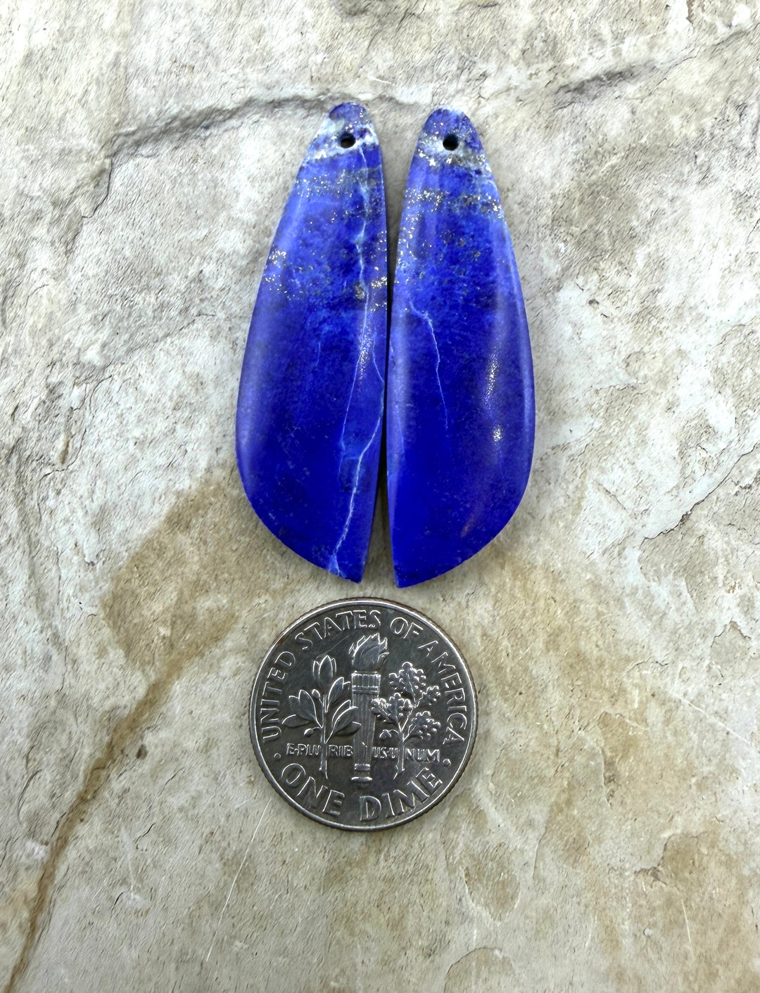 Lapis Lazuli With Pyrite Matching Earring Slab Bead Pair
