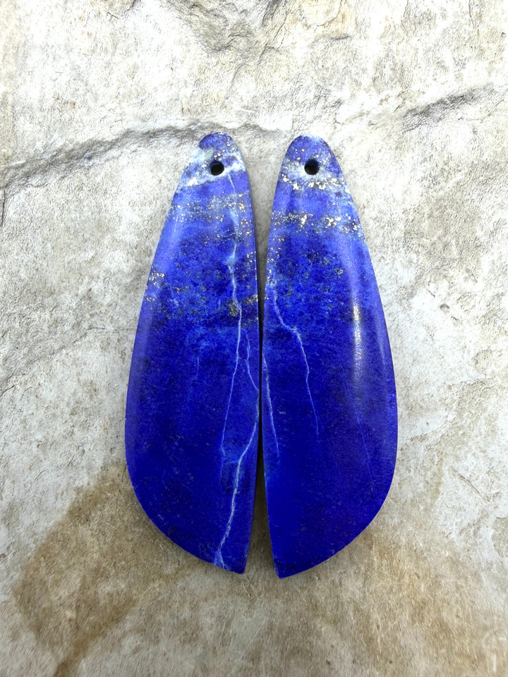 Lapis Lazuli With Pyrite Matching Earring Slab Bead Pair