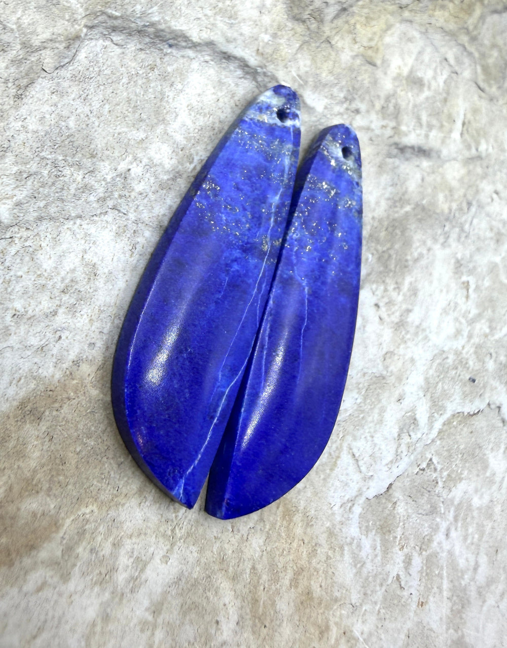 Lapis Lazuli With Pyrite Matching Earring Slab Bead Pair