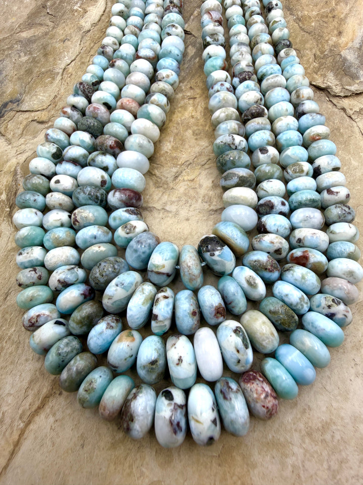 Larimar (Dominica Republic) Graduated 6-12mm Rondelle Beads