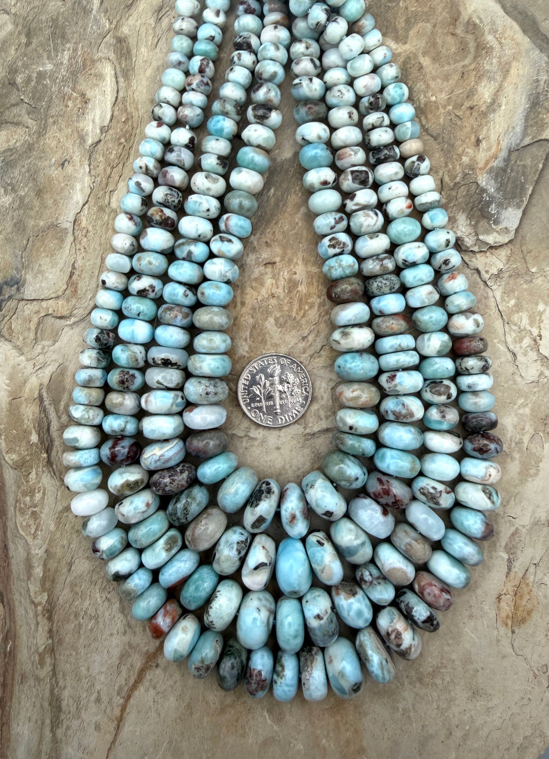 Larimar (Dominica Republic) Graduated Rondelle Beads 6-12mm