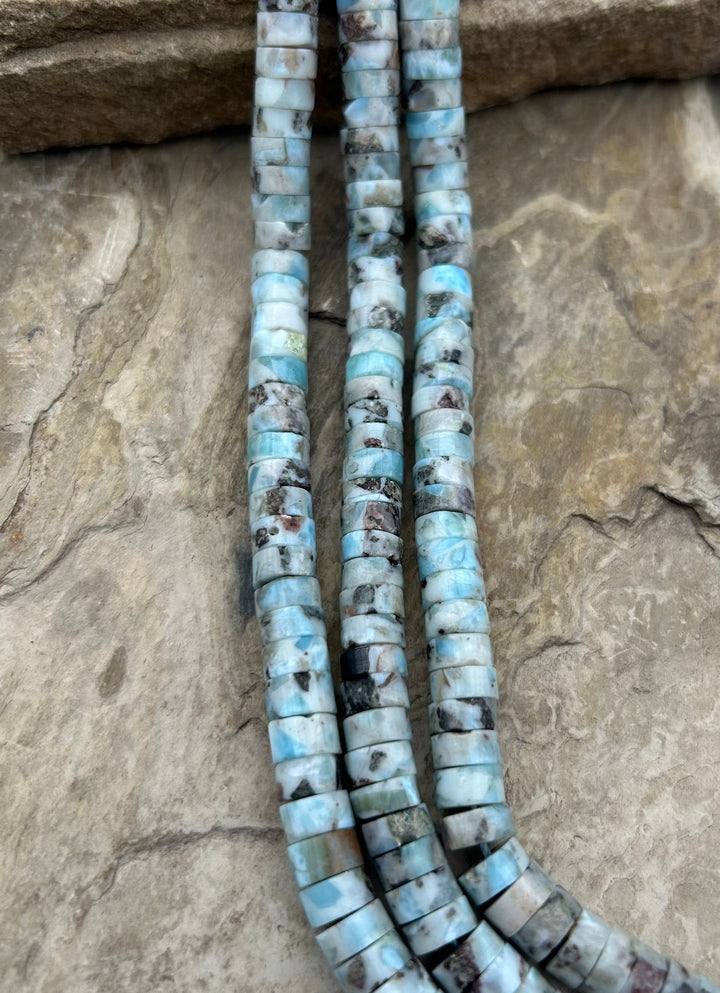 Larimar (Dominica Republic) Heishi Beads 9mm 16 Inch Strand