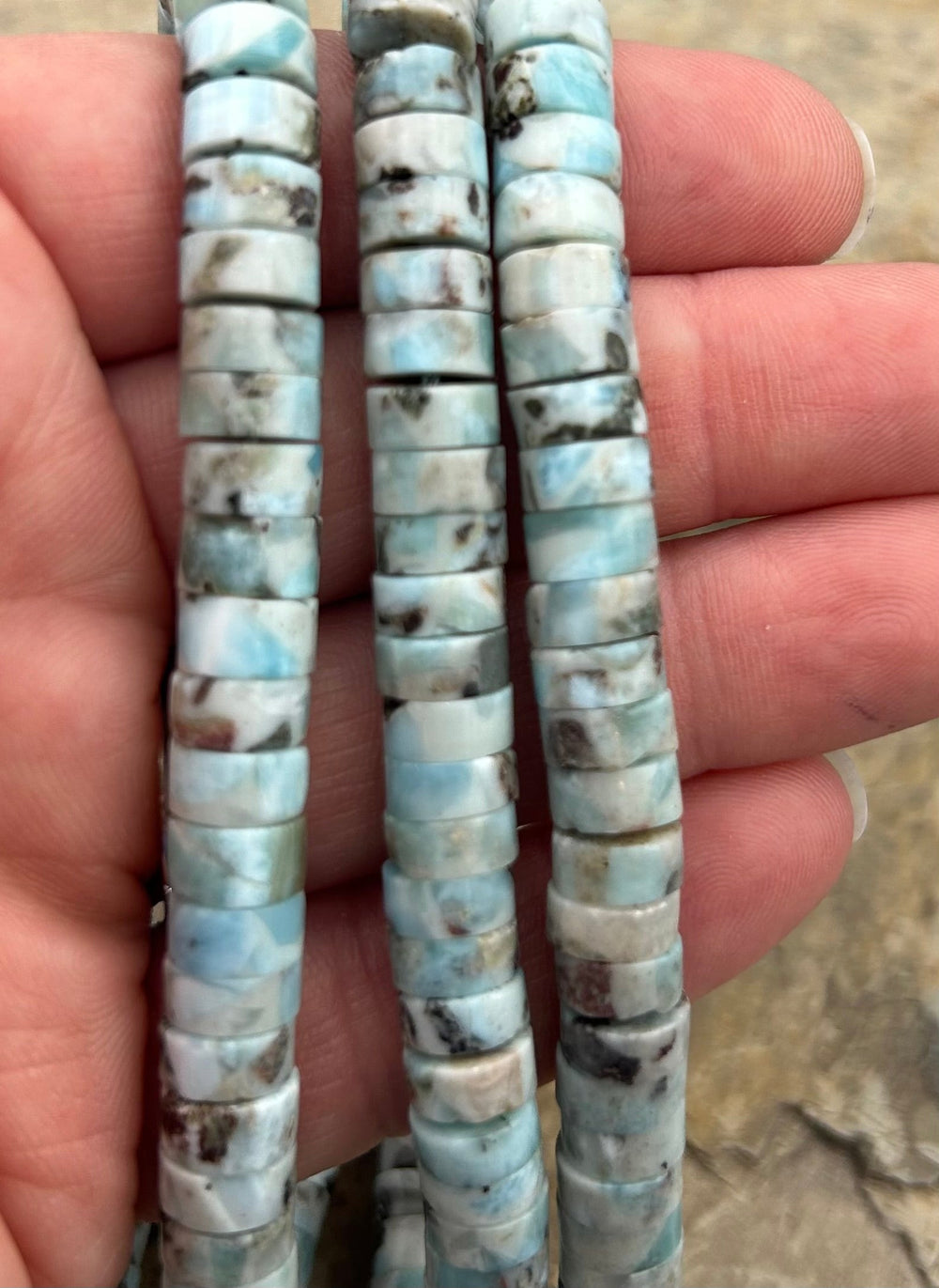Larimar (Dominica Republic) Heishi Beads 9mm 16 Inch Strand