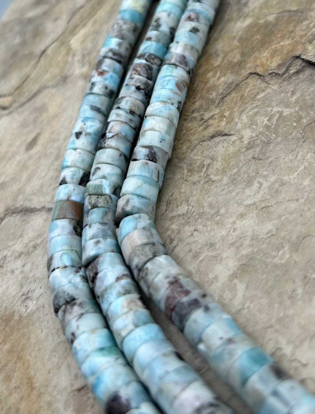 Larimar (Dominica Republic) Heishi Beads 9mm 16 Inch Strand