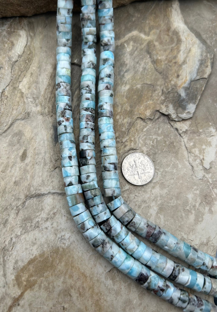 Larimar (Dominica Republic) Heishi Beads 9mm 16 Inch Strand