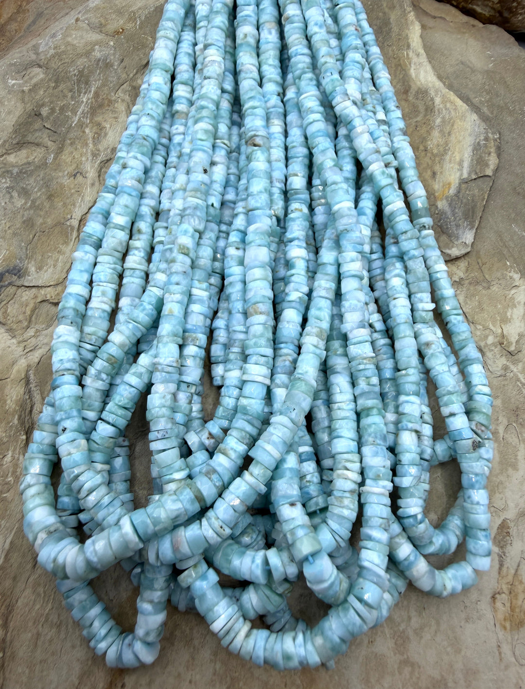 Larimar (Dominica Republic) Irregular Faceted Heishi Beads